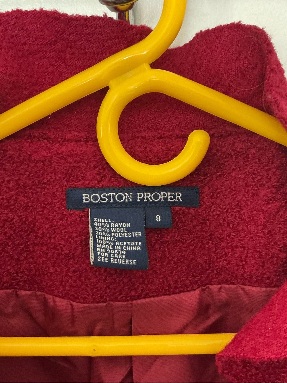 Boston Proper Red Wool-Blend Rosette & Ruffle Jacket, Size 8, Cottagecore - Picture 2 of 6